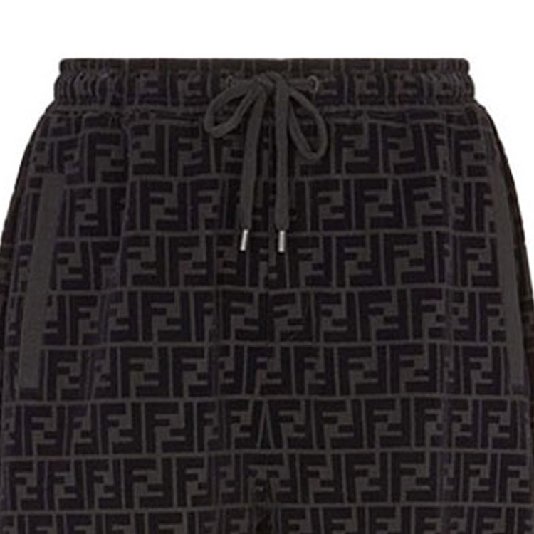 FENDI Black Logo Print Drawstring Casual Shorts FB0689A7D5F0ABB 圖 5