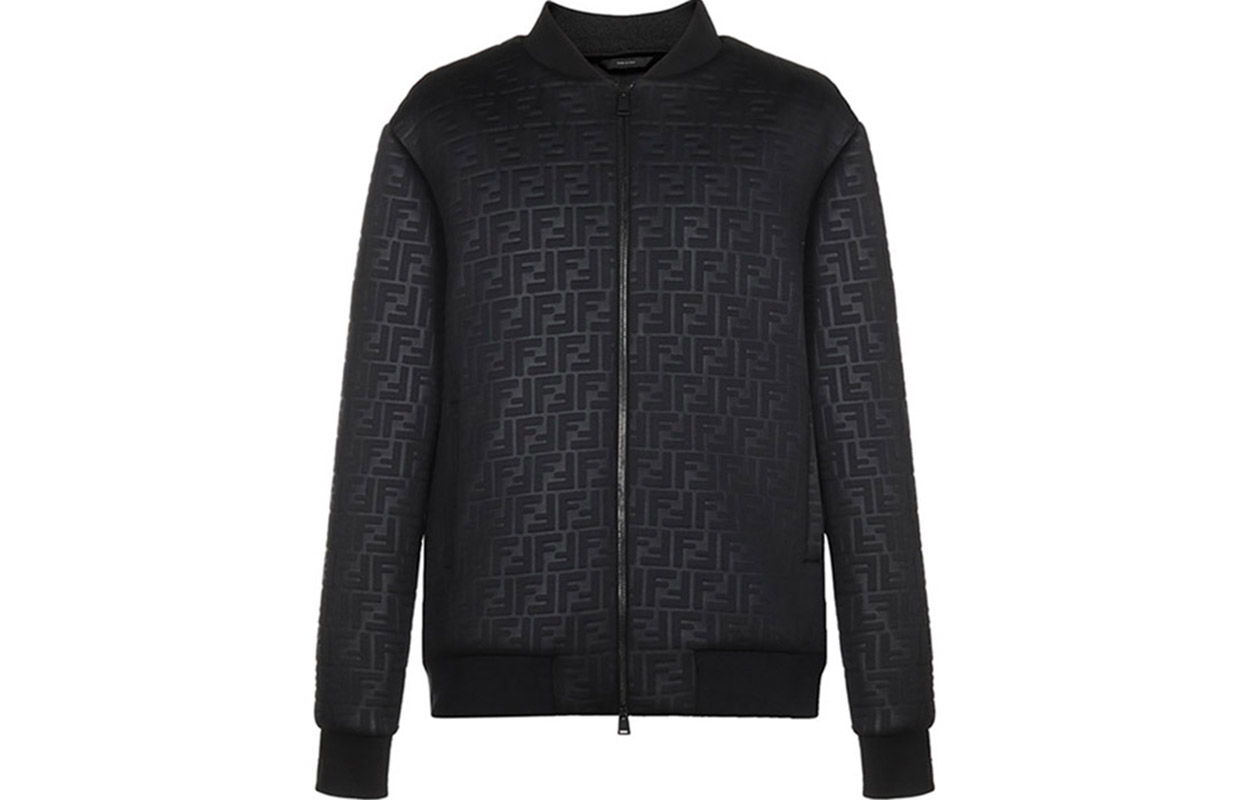 Fendi Black Logo Print Hooded Jacket FW0833ACN4F0QA1