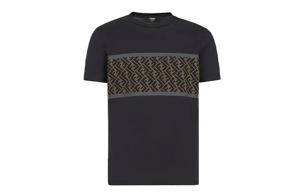 FENDI Black Logo Print Short Sleeve T-Shirt FAF532AD3CF0GME