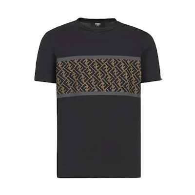FENDI Black Logo Print Short Sleeve T-Shirt FAF532AD3CF0GME