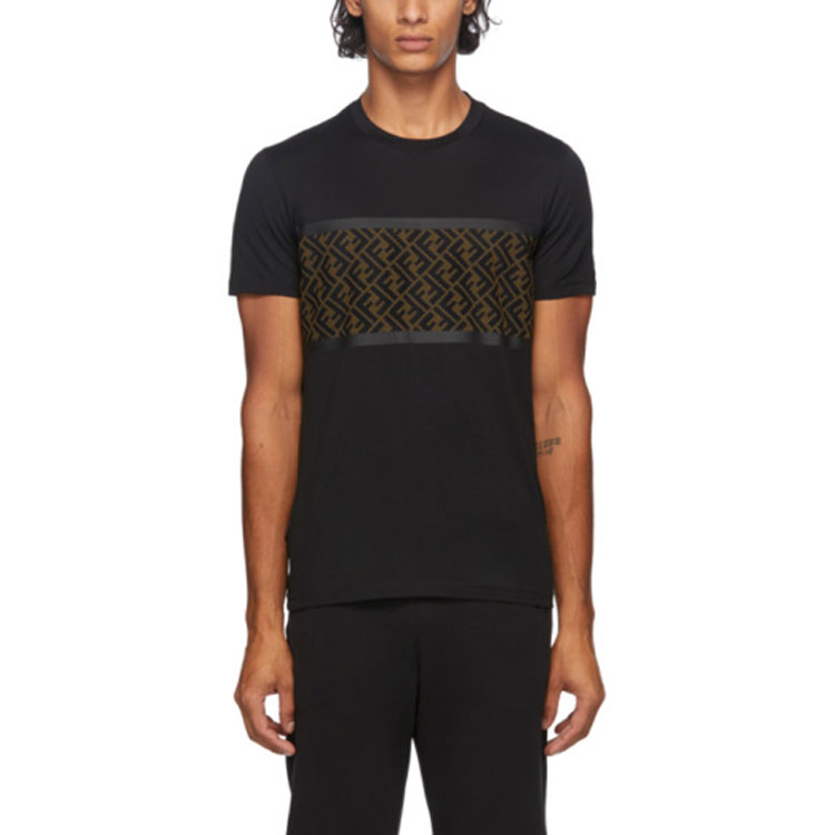 Shop 芬迪黑色Logo印花短袖T恤 FAF532AD3CF0GME