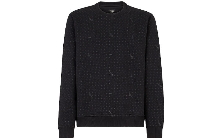FENDI Black Logo Printed Crewneck Long Sleeve Sweatshirt. FY0178AH0KF0QA1