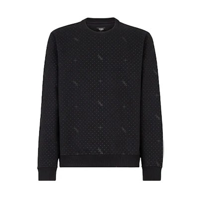 FENDI Black Logo Printed Crewneck Long Sleeve Sweatshirt. FY0178AH0KF0QA1