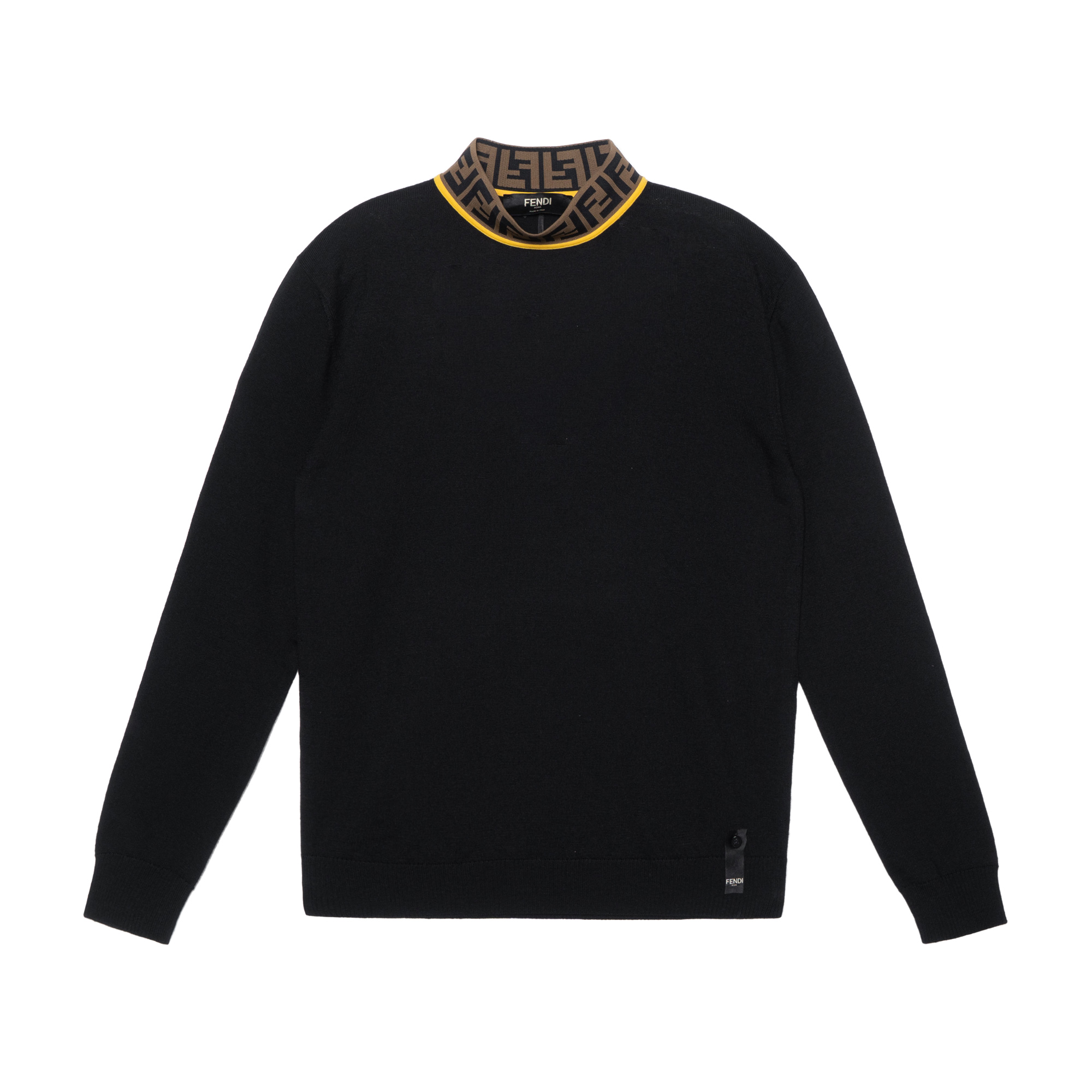 FENDI Black Logo Turtleneck Wool Sweater for Men FZZ411A4GCF0G8T