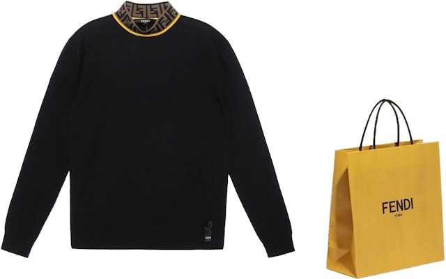 펜디 남성용 블랙 로고 터틀넥 울 스웨터 FZZ411A4GCF0G8T Shop 펜디 남성용 블랙 로고 터틀넥 울 스웨터 FZZ411A4GCF0G8T