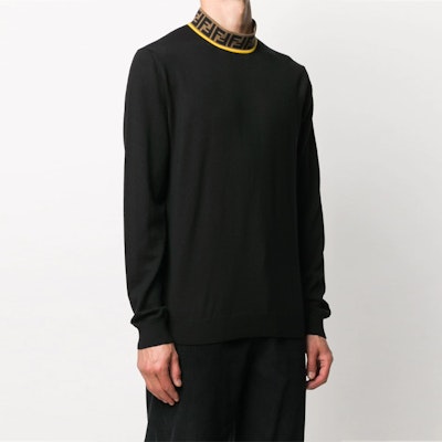 펜디 남성용 블랙 로고 터틀넥 울 스웨터 FZZ411A4GCF0G8T Details for 펜디 남성용 블랙 로고 터틀넥 울 스웨터 FZZ411A4GCF0G8T