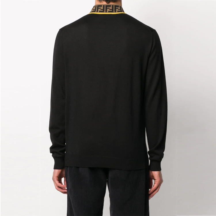 Sizing 펜디 남성용 블랙 로고 터틀넥 울 스웨터 FZZ411A4GCF0G8T