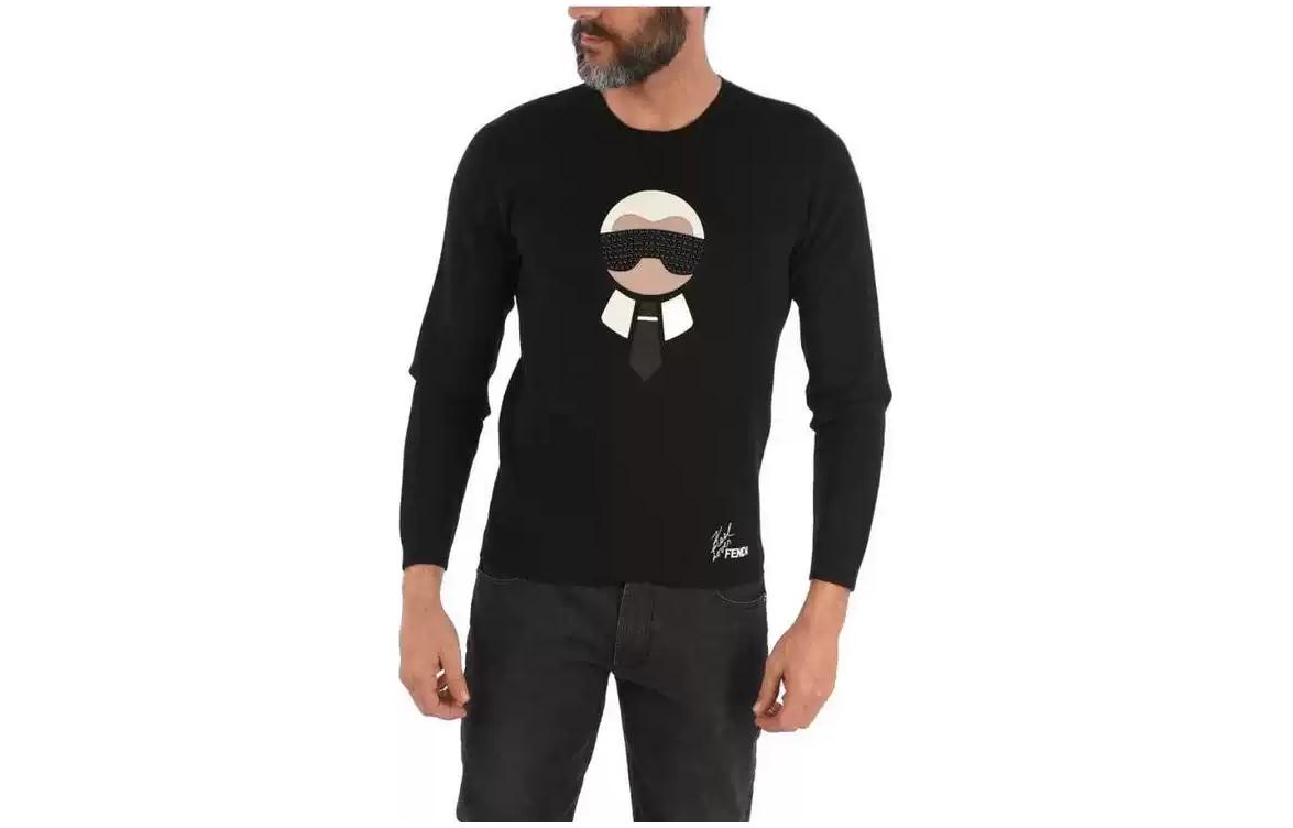 Order Fendi 黑色長袖衛衣搭配簡約圖案設計 FZZ339A-05D-F0QA1