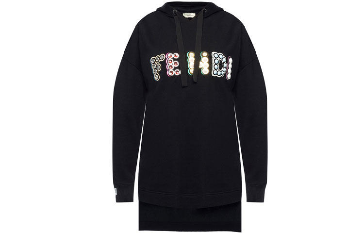 Fendi Black Long Sleeve Drawstring Cotton Hoodie FS6972A1VNF0GME