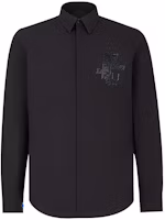FENDI Black Long Sleeve Shirt with Letter Print and Pointed Collar FS0703ACKPF0QA1 FENDI Black Long Sleeve Shirt with Letter Print and Pointed Collar FS0703ACKPF0QA1