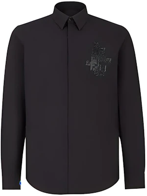 FENDI Camisa Negra de Manga Larga con Estampado de Letras y Cuello Puntiagudo FS0703ACKPF0QA1 Buy FENDI Camisa Negra de Manga Larga con Estampado de Letras y Cuello Puntiagudo FS0703ACKPF0QA1