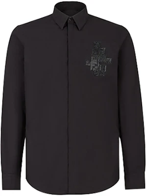 FENDI Camisa Negra de Manga Larga con Estampado de Letras y Cuello Puntiagudo FS0703ACKPF0QA1 Order FENDI Camisa Negra de Manga Larga con Estampado de Letras y Cuello Puntiagudo FS0703ACKPF0QA1