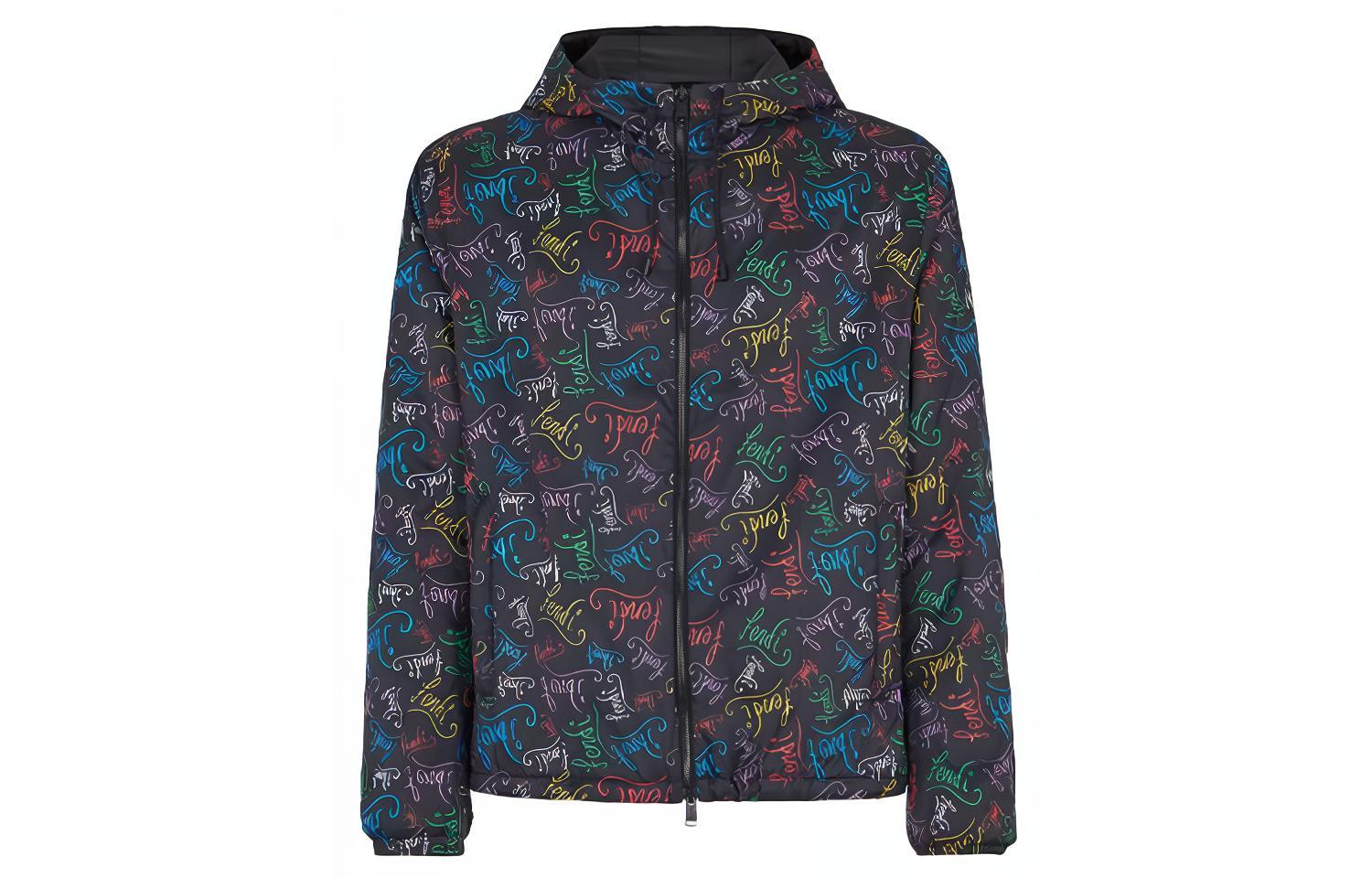 Fendi Black Monogram Full-Zip Hooded Jacket FW1090AHCFF0QA1