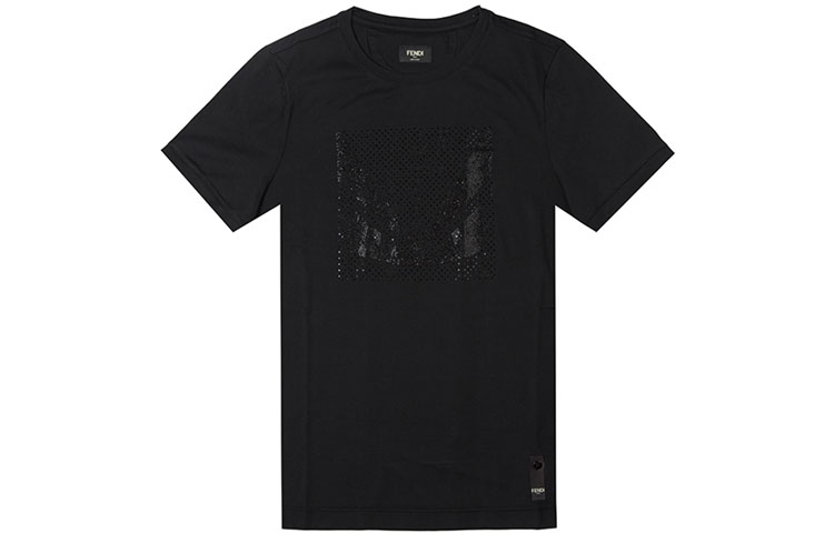 FENDI Black Monster Eye Rhinestone T-Shirt () - Solid Color FY06261Z2F0ABB