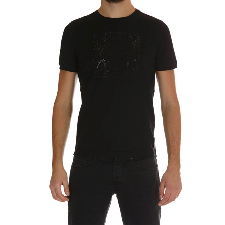 Shop Camiseta Negra FENDI Monster Eye con Pedrería - Color Sólido FY06261Z2F0ABB