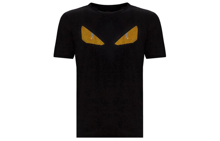 FENDI Black Printed Crew Neck Short Sleeve T-Shirt FY06821JJF0QA1