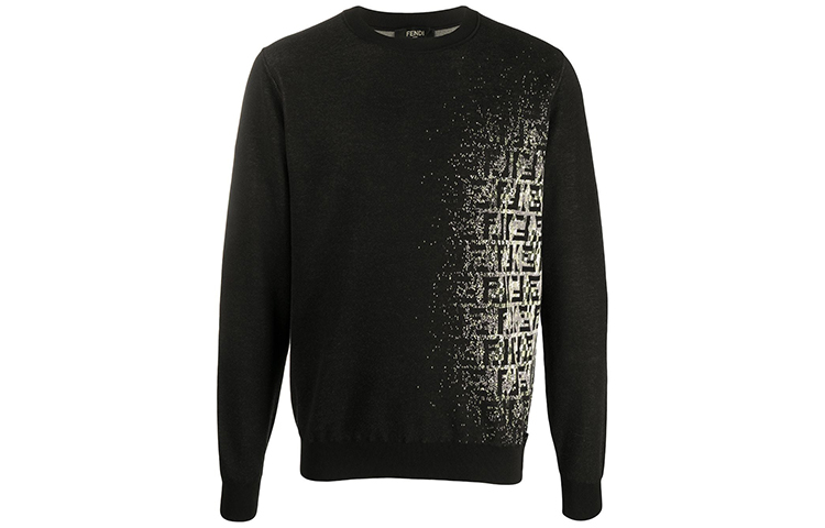 Fendi Black Printed Crewneck Pullover Sweatshirt FZY078ABDI