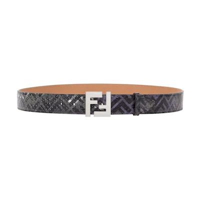 FENDI Black Python Leather Belt for Men - 3.5cm Wide. 7C0404-AHUT-F1GLV