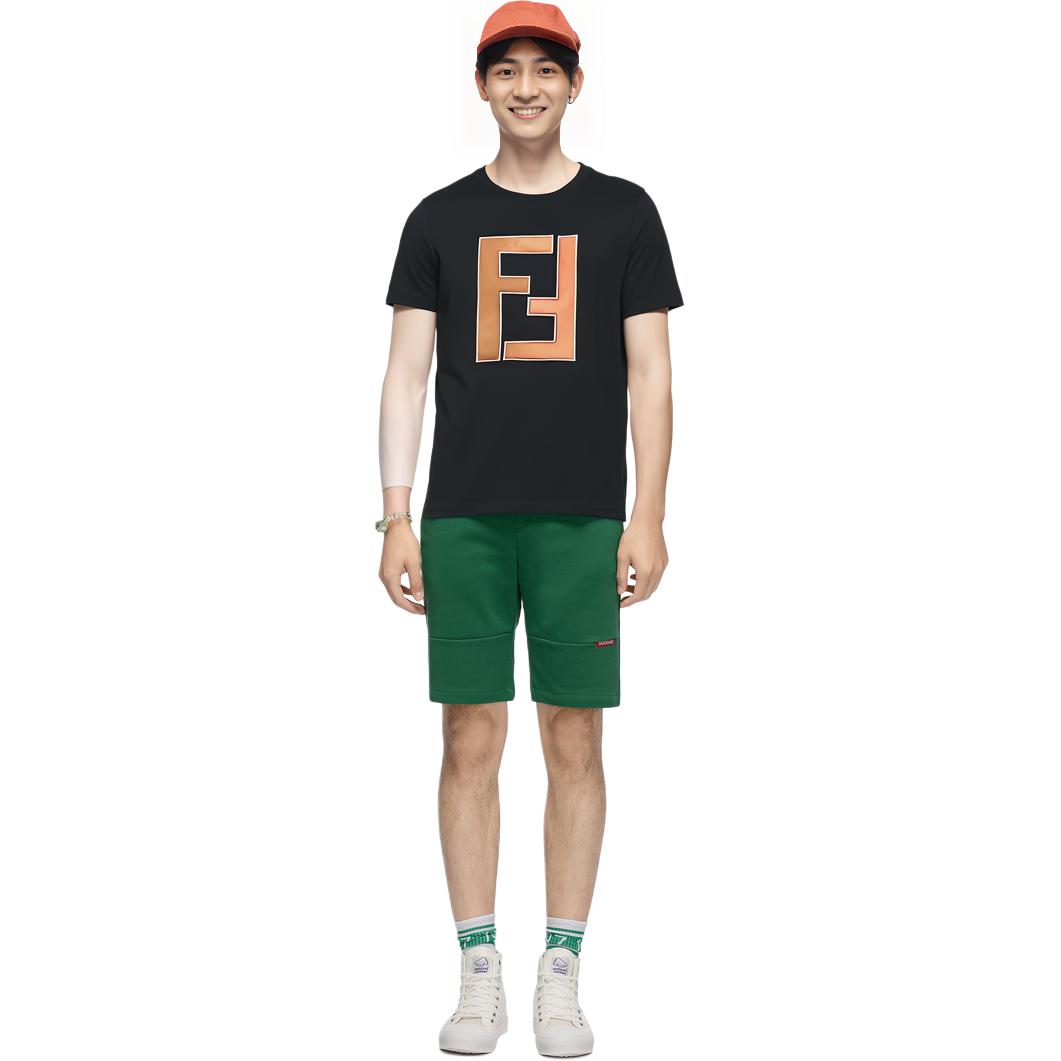 Shop FENDI 黑色短袖T恤 带Logo印花 FY0894A2BNF0QA1