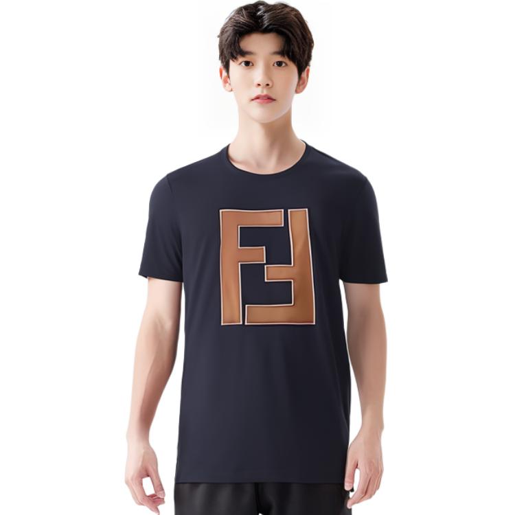 Cheap FENDI 黑色短袖T恤 带Logo印花 FY0894A2BNF0QA1