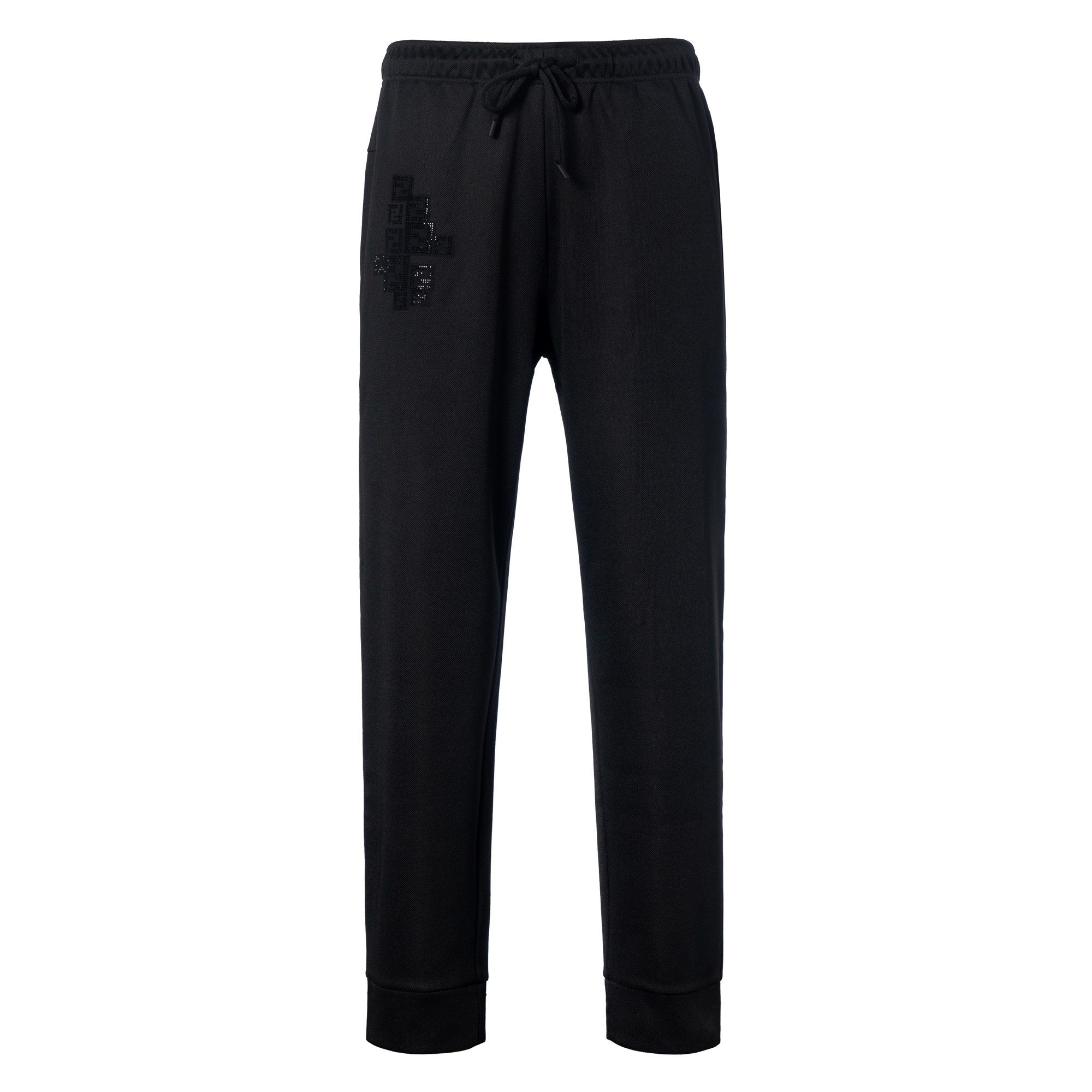 Order FENDI Seluar Jogger Rajut Hitam dengan Tali Serut. FB0599ADGNF0QA1