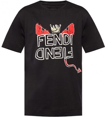 FENDI Black T-Shirt with Hand-Drawn Monster Logo Design FY0936A6ZOF0QA1 Buy FENDI Black T-Shirt with Hand-Drawn Monster Logo Design FY0936A6ZOF0QA1