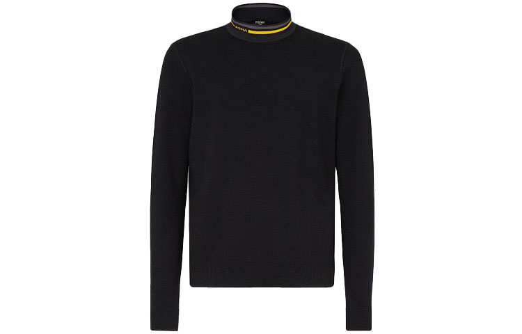 FENDI Black Turtleneck Slim Fit Casual Long Sleeve Sweater. FZY464AH3FF0QA1