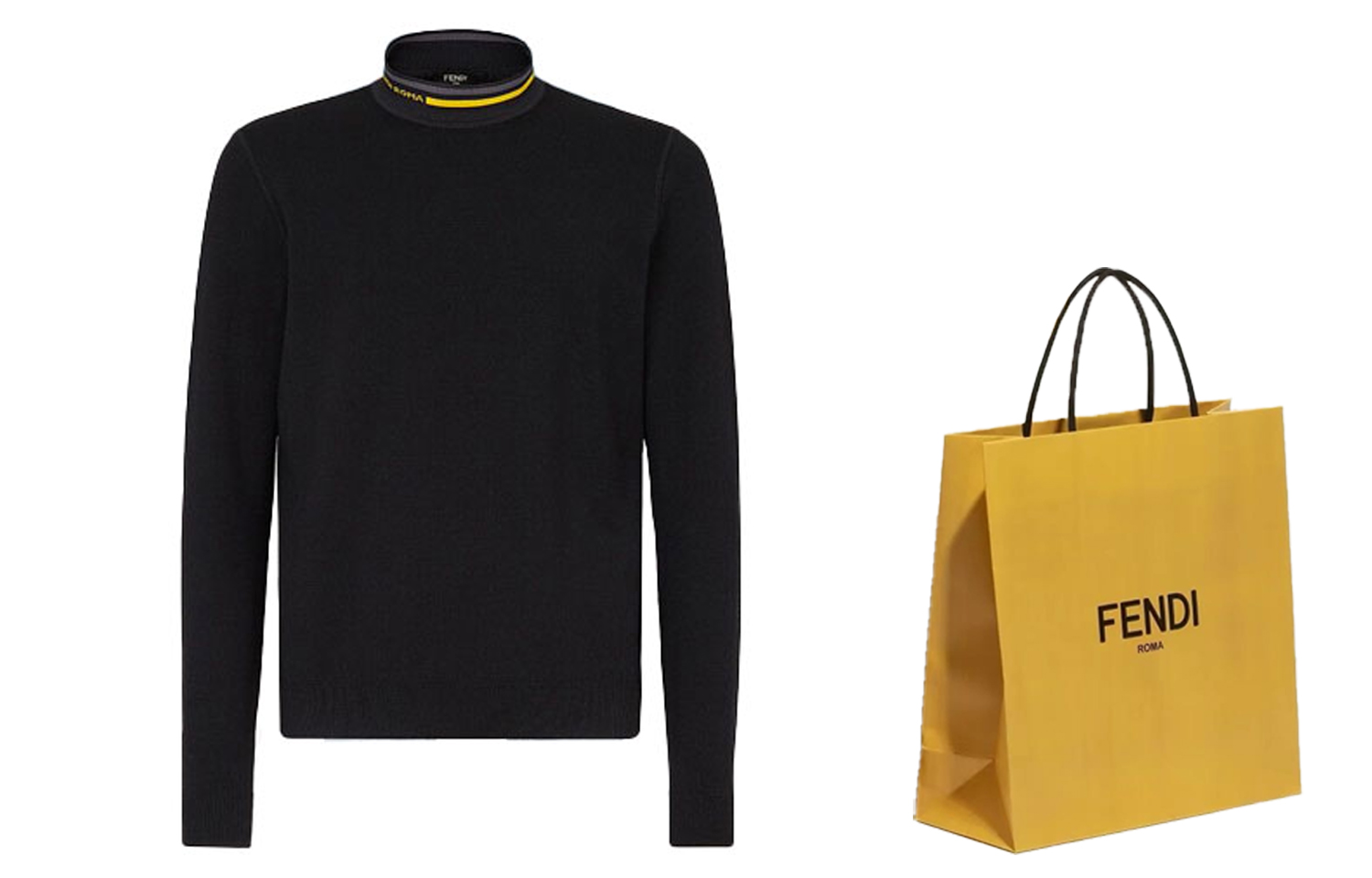 Shop 芬迪黑色高领修身休闲长袖毛衣。 FZY464AH3FF0QA1