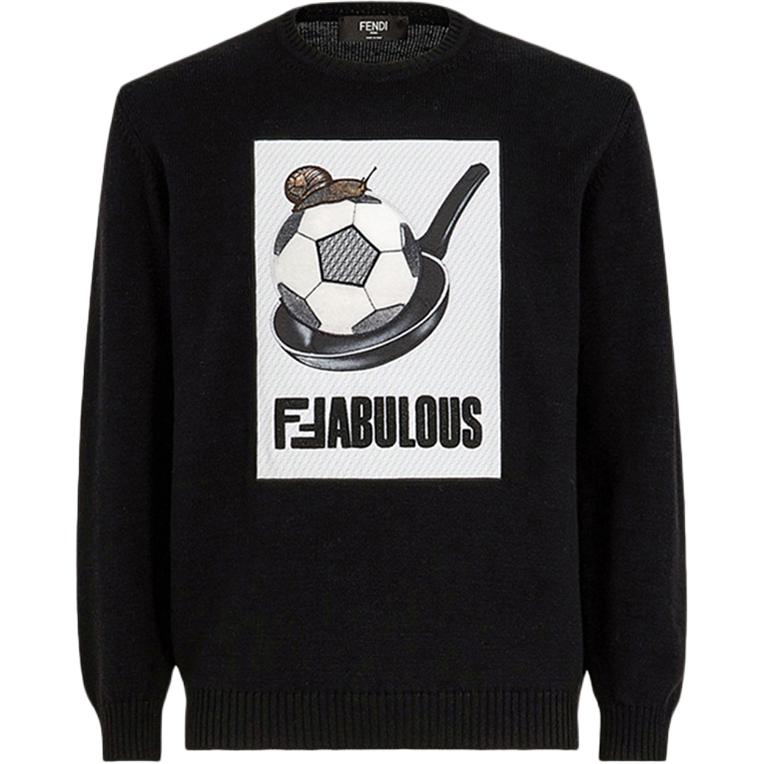 Fendi Black Wool Crewneck Pullover Sweatshirt Long Sleeve FZZ390A4GVF0QA1