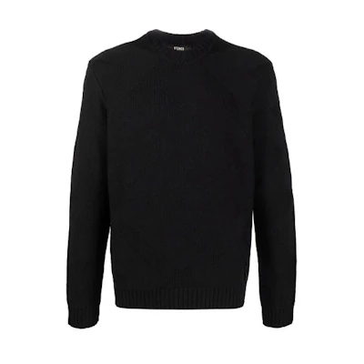 FENDI Black Wool Logo Crewneck Sweater. FZY490AH2XF0QA1
