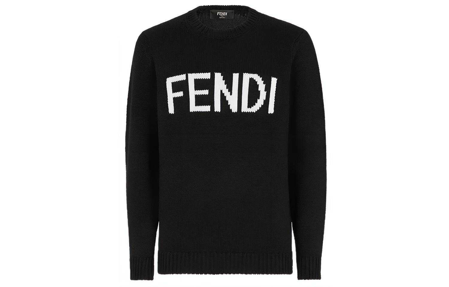 FENDI Black Wool Logo Monogram Sweater FZZ387A3M3F0QA1