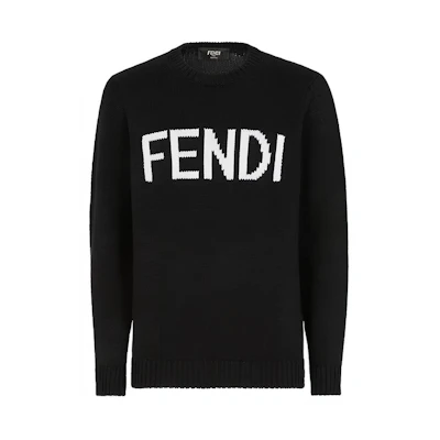 FENDI Black Wool Logo Monogram Sweater FZZ387A3M3F0QA1
