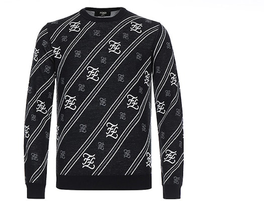 FENDI Black Wool Sweater with Logo Stripes FZY033-AAUF-F0QA1 Buy FENDI Black Wool Sweater with Logo Stripes FZY033-AAUF-F0QA1