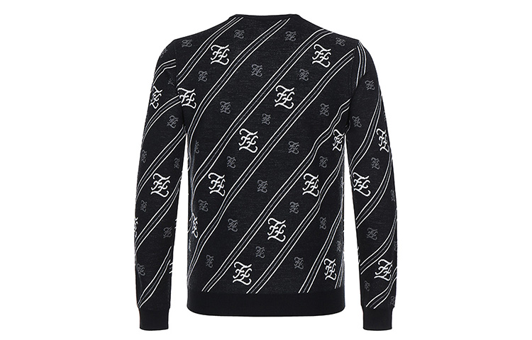 Lookbook FENDI 黑色羊毛毛衣附標誌條紋 FZY033-AAUF-F0QA1