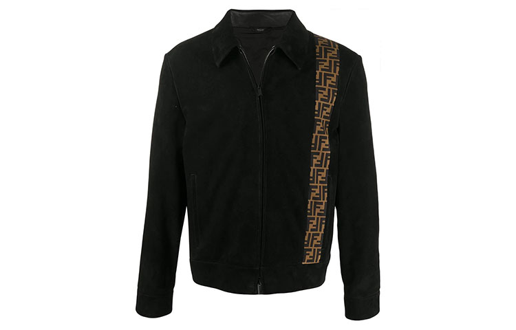 FENDI Black Zipper Casual Jacket with Letter Print Design. FPJ020ABUNF0QA1