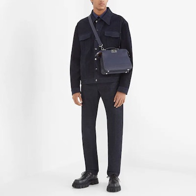 FENDI 藍色FF圖案扣式襯衫外套 FW0428AGZUF0QG0 Shop FENDI 藍色FF圖案扣式襯衫外套 FW0428AGZUF0QG0