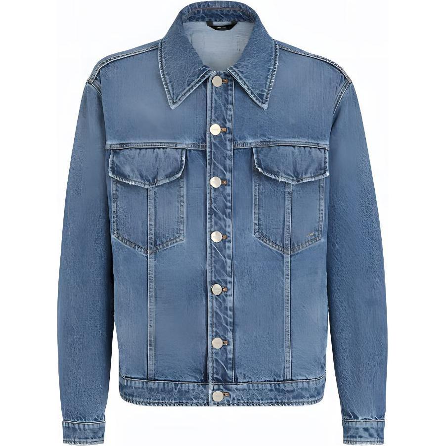 Fendi Blue Denim Jacket Single-Breasted Long Sleeve Outerwear FW1027AS02F0RBB