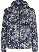 Fendi Blue Hooded Jacket with All-Over Print Design FW1088AIXYF0QA1 Fendi Blue Hooded Jacket with All-Over Print Design FW1088AIXYF0QA1