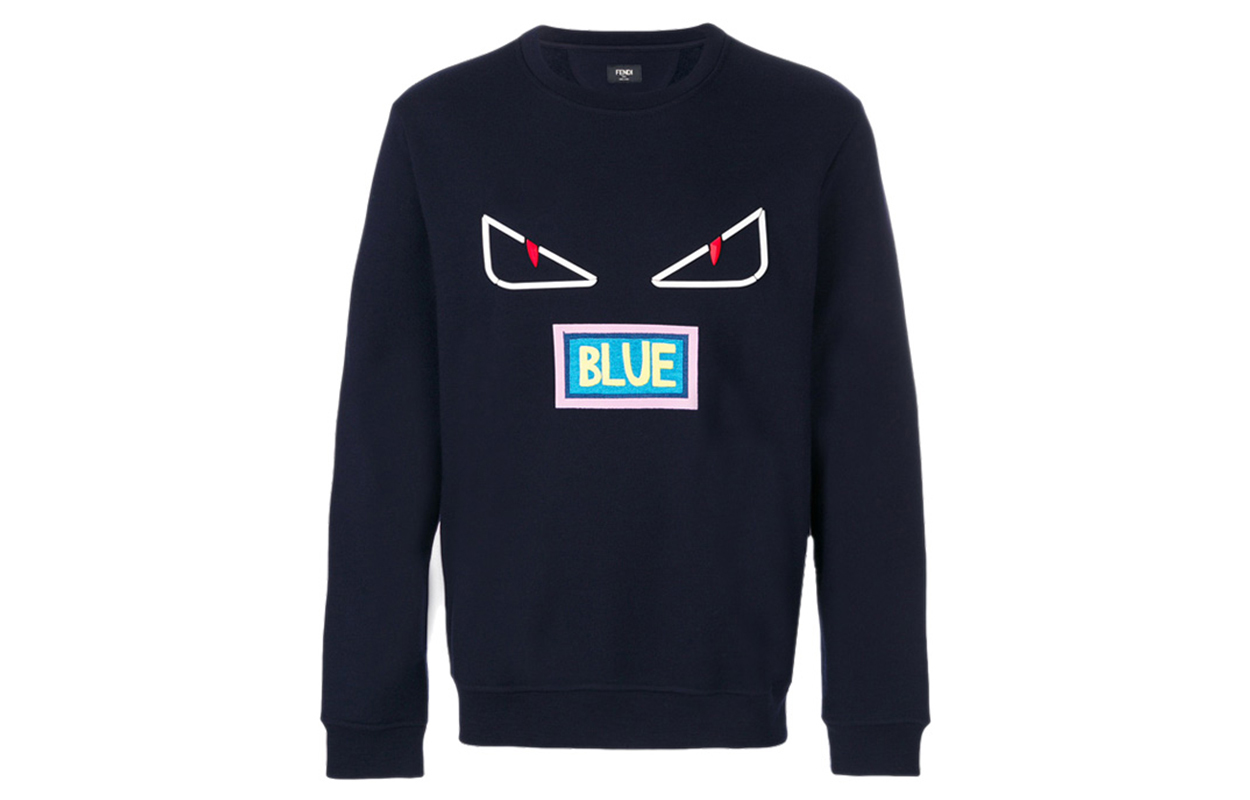 Fendi Blue Monster Crewneck Long Sleeve Sweatshirt Blue FY0829A5CBF0AS6