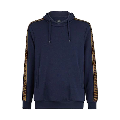 FENDI Blue Wool and Cotton Fitted Sweatshirt FY0870A1EGF0QA2