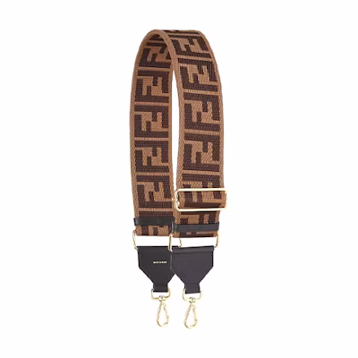 FENDI Brown Double F Canvas Wide Shoulder Strap. 8AV134ADKGF1A8N