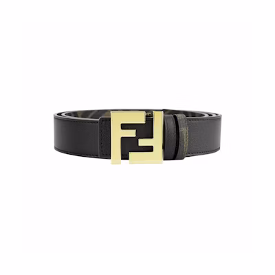 FENDI Brown Leather Belt with Side Print Design, Smooth Buckle, Unisex, 3.5cm Wide. 7C0424-AGR9-F18I0
