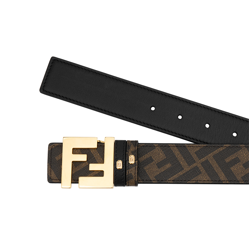 Purchase FENDI Brown Leather Belt with Side Print Design, Smooth Buckle, Unisex, 3.5cm Wide. 7C0424-AGR9-F18I0