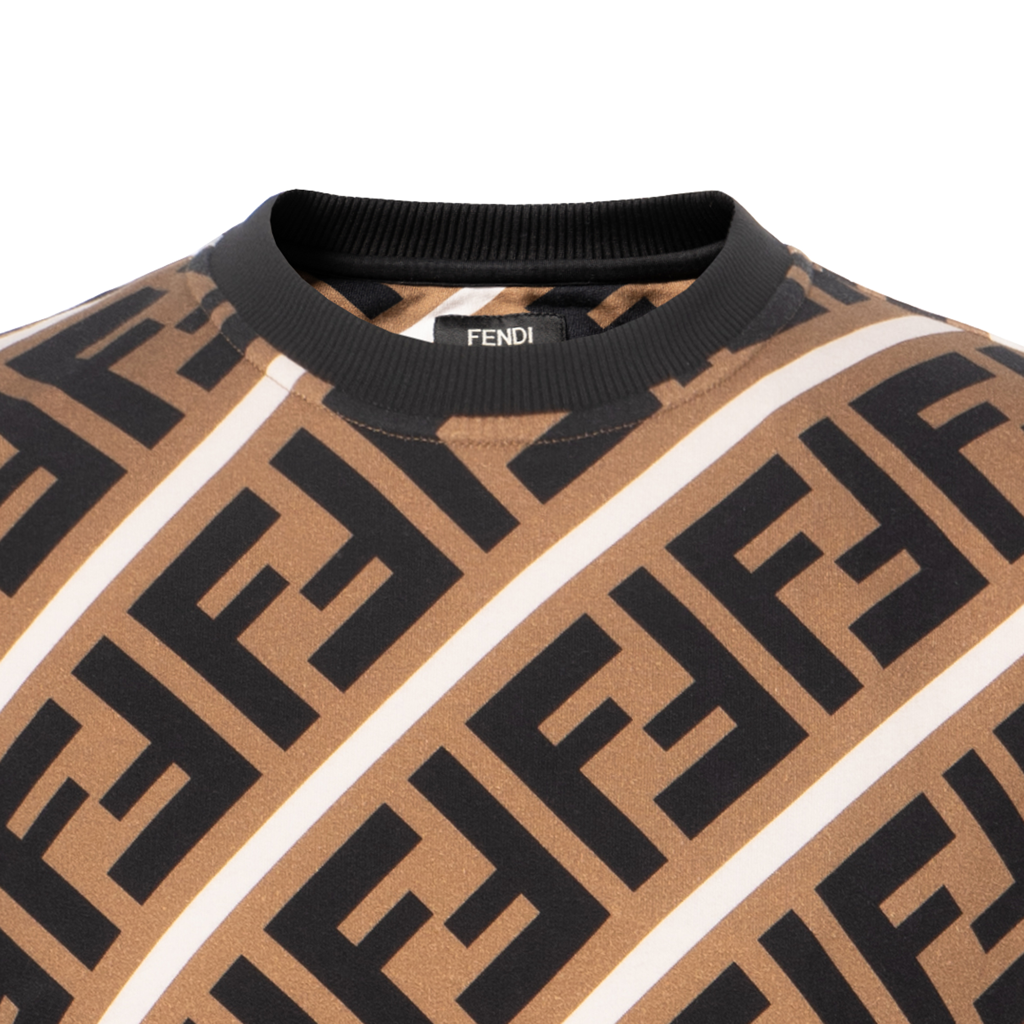 Sizing 펜디 브라운 레터 프린트 크루넥 롱 슬리브 스웻셔츠 FY0944A7A9F13J3