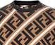 Sizing 펜디 브라운 레터 프린트 크루넥 롱 슬리브 스웻셔츠 FY0944A7A9F13J3