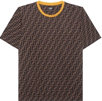 FENDI Brown Logo Pattern Full Print Crewneck T-Shirt FY0936A6ZUF0QT1 FENDI Brown Logo Pattern Full Print Crewneck T-Shirt FY0936A6ZUF0QT1