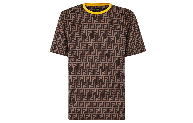 Order Camiseta FENDI Marrón de Logo Integrado con Estampado Completo. FY0936A6ZUF0QT1