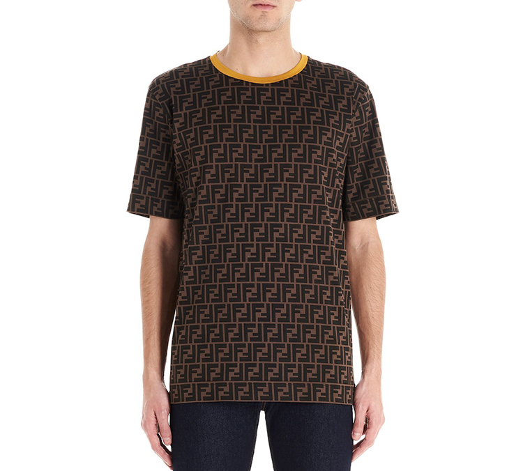 Purchase Camiseta FENDI Marrón de Logo Integrado con Estampado Completo. FY0936A6ZUF0QT1