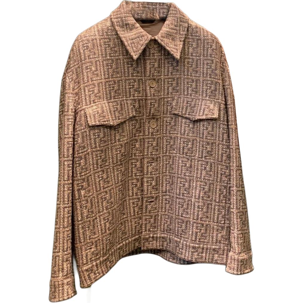 Fendi Brown Logo Pattern Single-Breasted Long Sleeve Jacket FW1311AR5UF1MTK