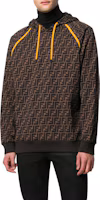 Shop FENDI 棕色Logo印花長袖連帽衫 FY0945A6ZTF0QT1